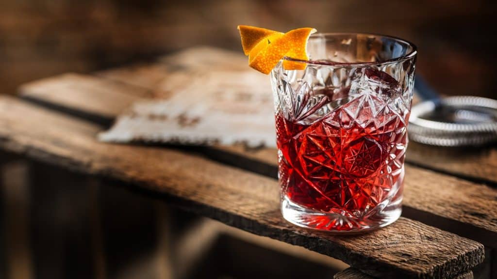 A Negroni on a table for Negroni week in Bristol
