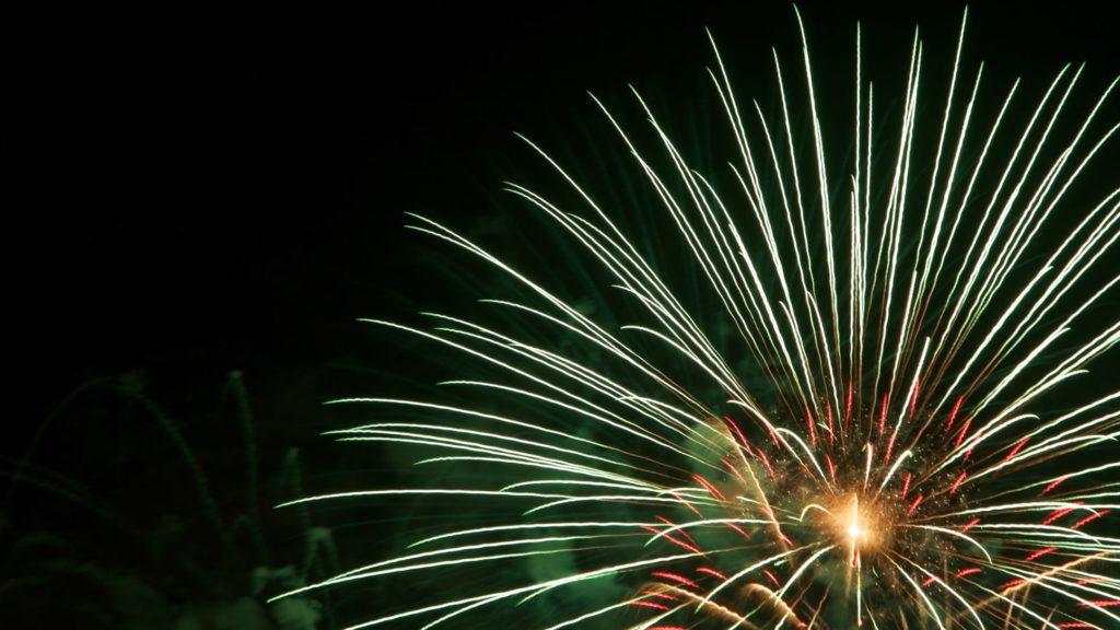 A green firework explosion