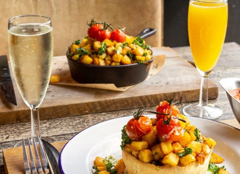 pieminister bottomless brunch featuring pies and prosecco
