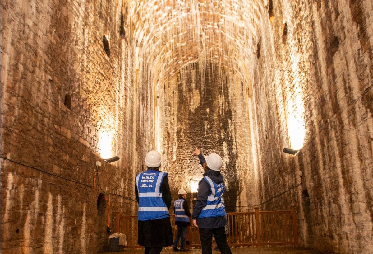 clifton-suspension-bridge-people-with-hard-hats-exploring-leigh-woods-vaults