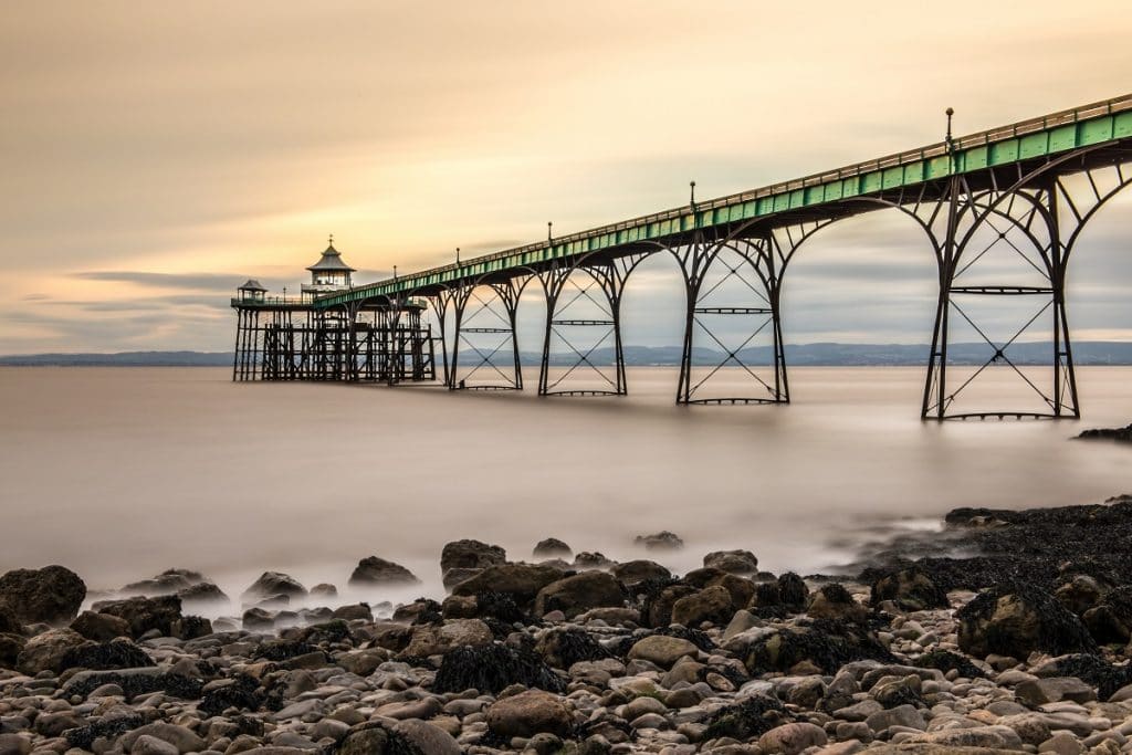 Soft skies above Clevedon Pier, soon to host a candlelight concert.