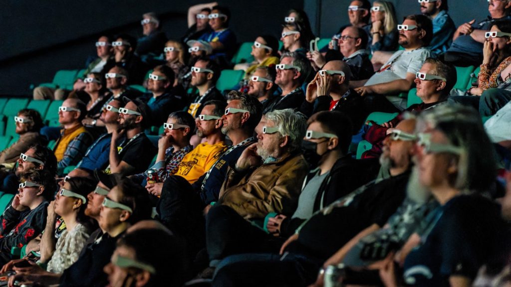A crowd watching a movie in the Bristol IMAX
