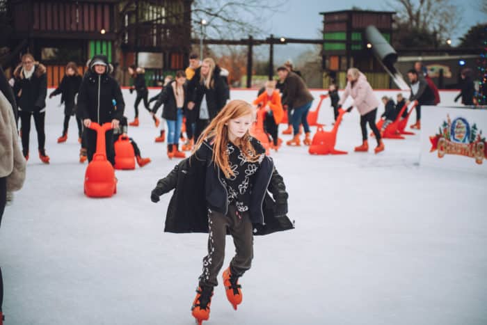 A girl ice skating in Bristol at Avon Valley