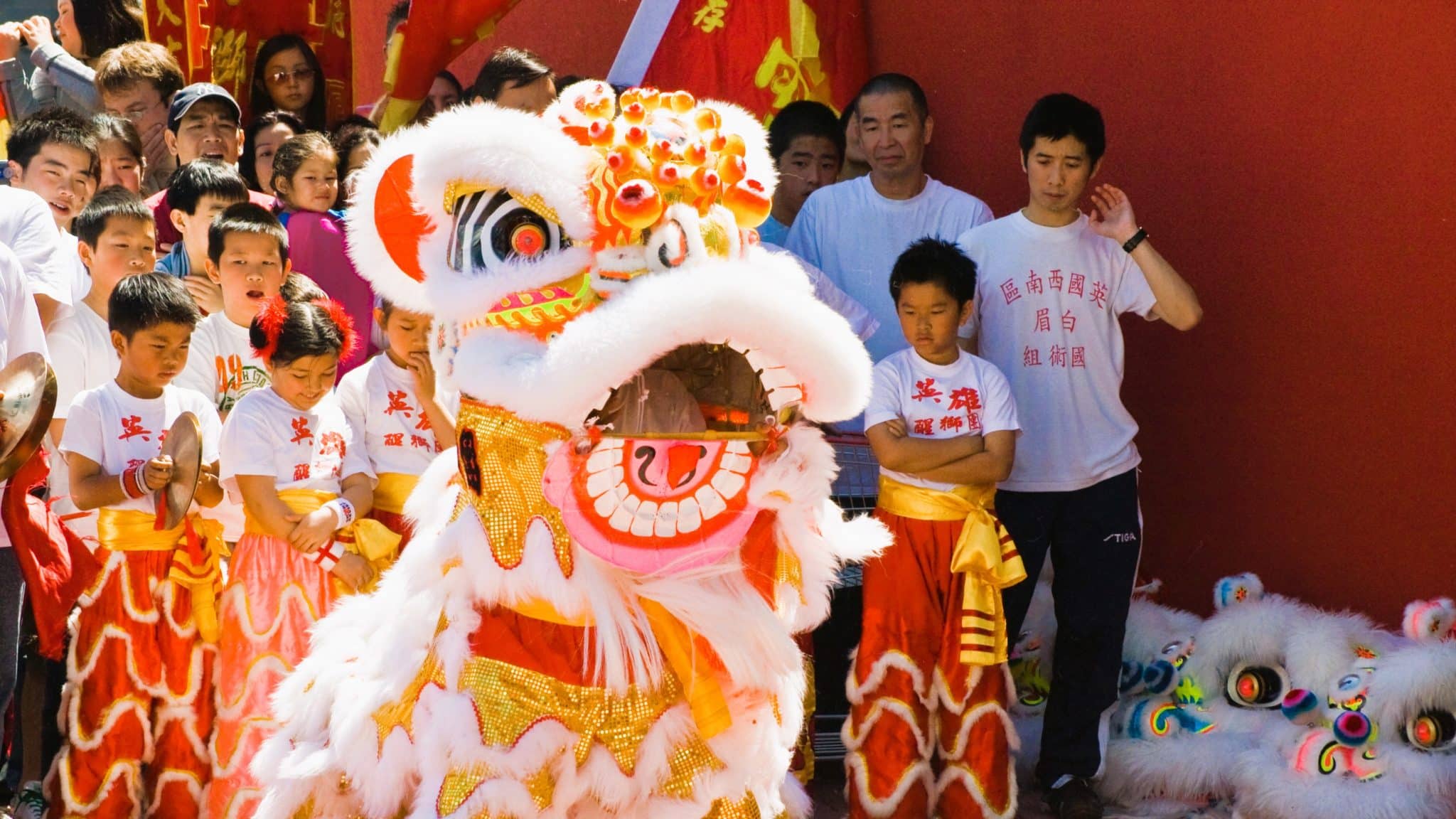 The performance of the Chinese Lion Dance during Chinese New Year