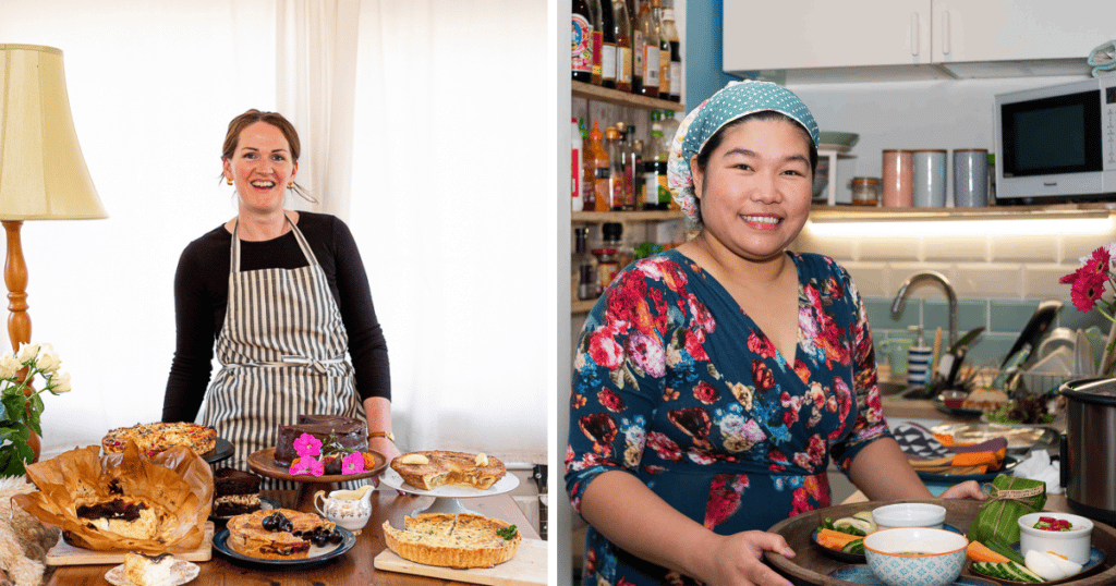 All About the cooks home cooks in their kitchen's, Rhiannon and Nawa