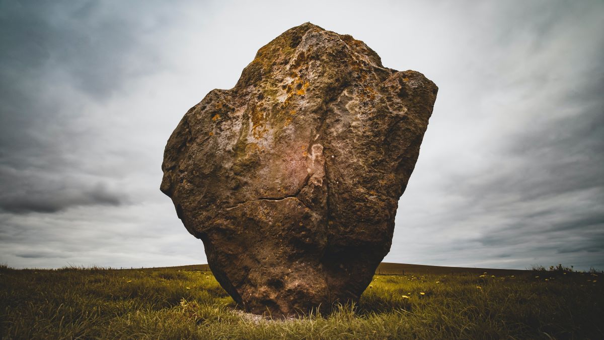 A neolithic stone at Avebury, one of the best day trips from Bristol