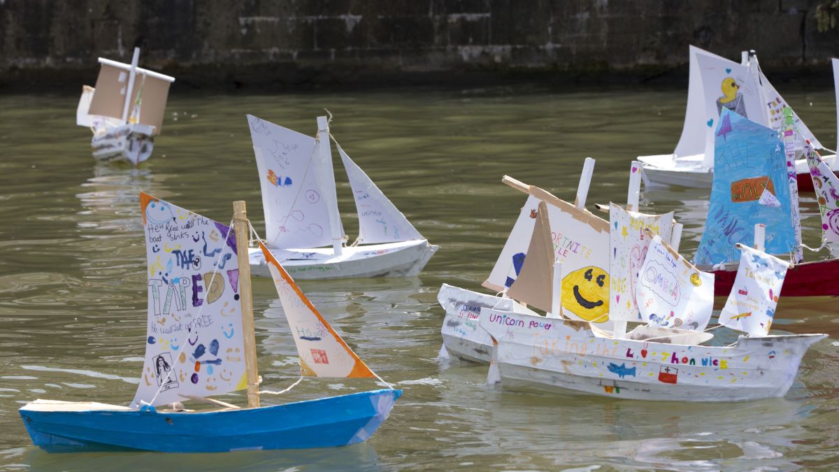 A flotilla of cardboard boats 
