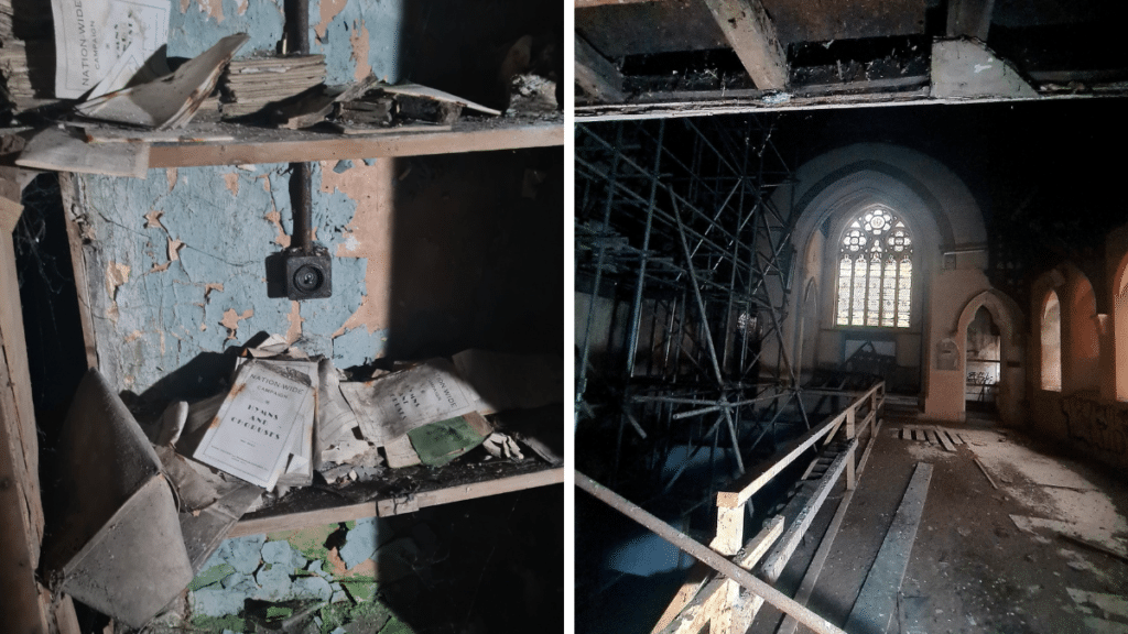 Inside of The Llandoger Trow team's new sister site in an abandoned church