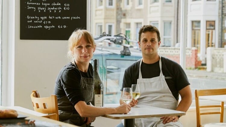 Owners of Sonny Stores, Mary Glynn and Pegs Quinn, sat at a table inside one of the best restaurants in Bristol