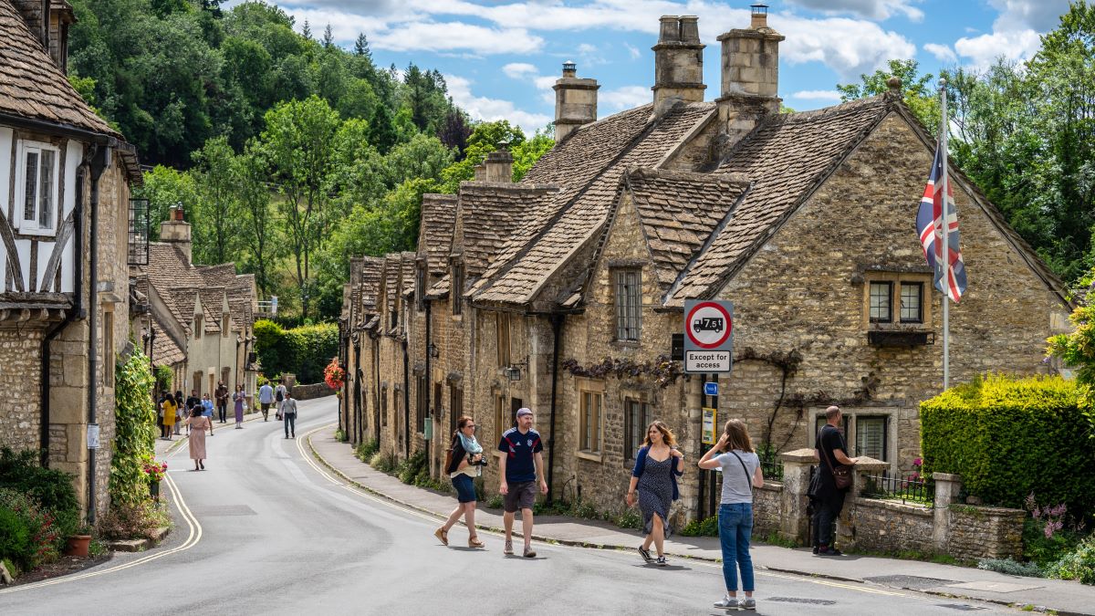 Castle Combe is a village and civil parish within the Cotswolds Area of Natural Beauty in Wiltshire. England, UK, July 11, 2020