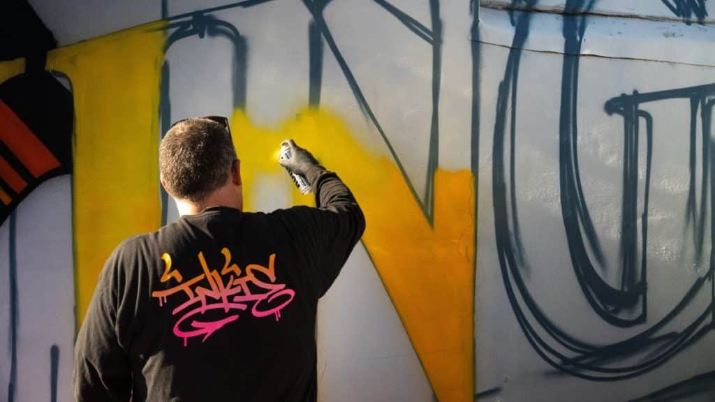Inkie from Upfest taking part in a paint jam