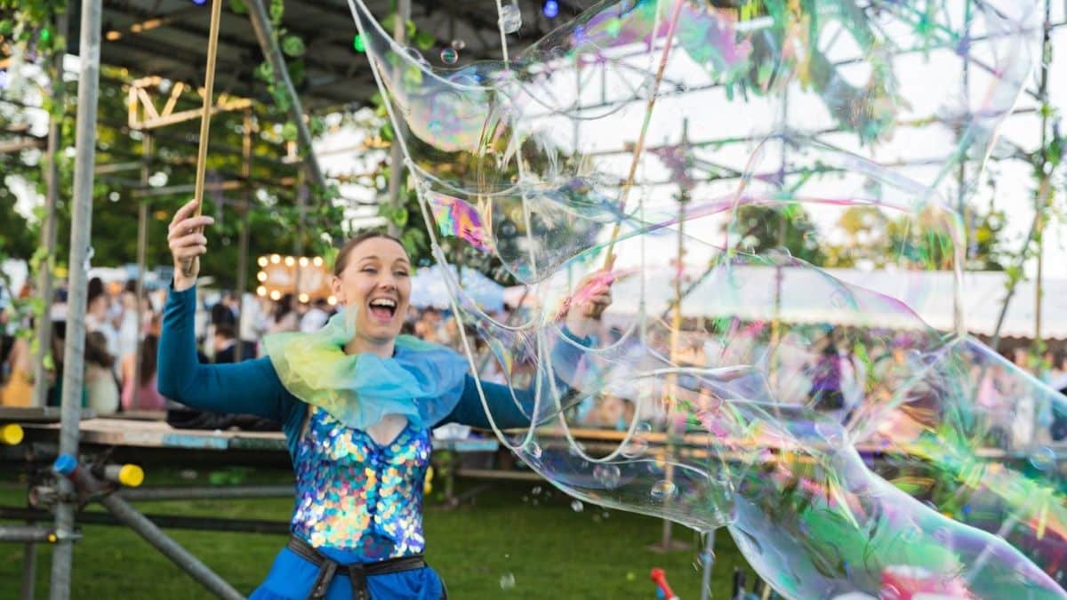 A bubble artist who will be appearing at Old City Sounds