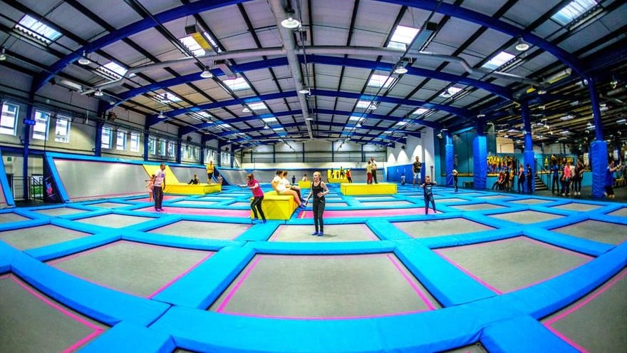 kids playing at the trampoline park AirHop, one of the best things to do with kids in Bristol