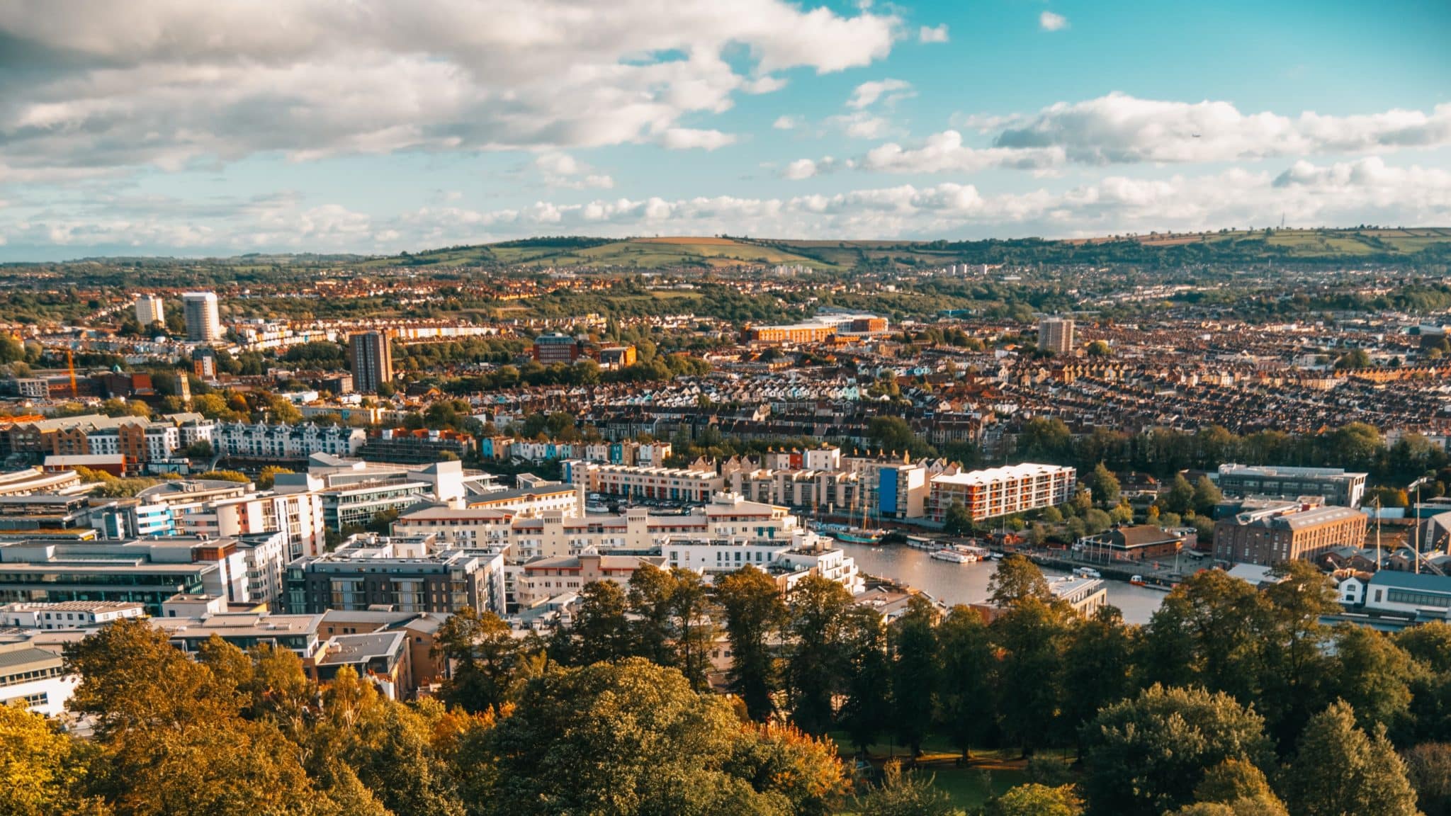 Bristol with the surrounding area od Avon in the background