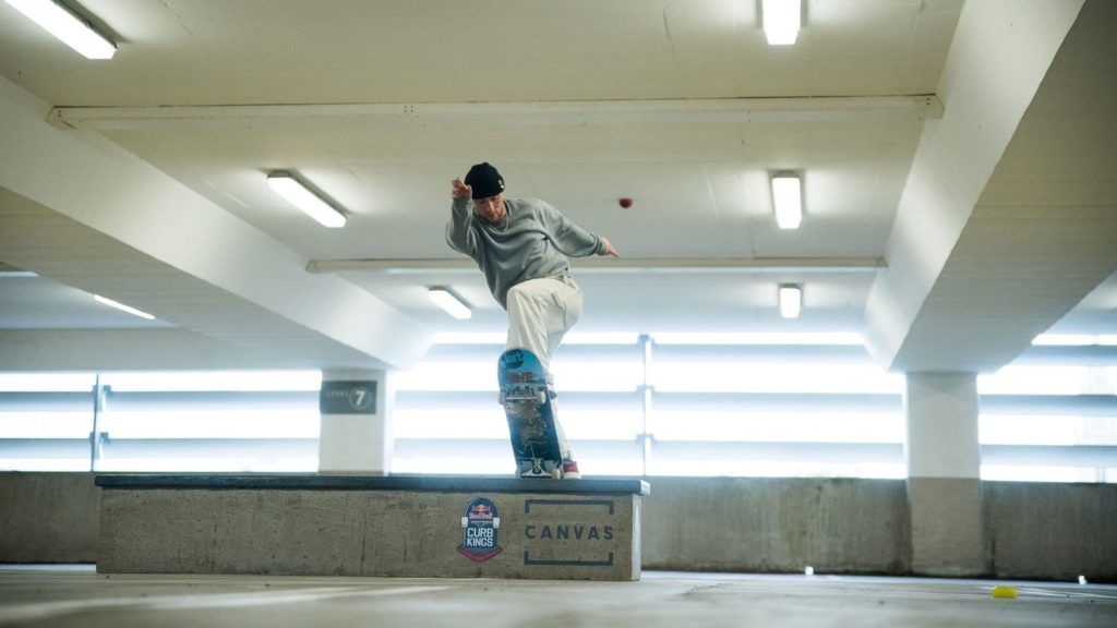 A skate boarder at the Cabot Circus car park