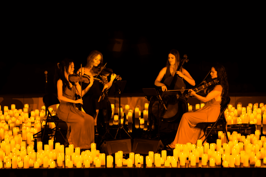 A string quartet performing at a Candlelight concert in Bristol