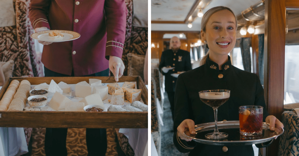 Staff of the Northern Belle serving up wine and cocktails