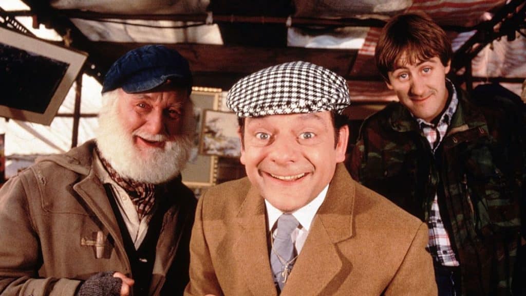 still from only fools and horses, featurinf Delt Boy, Rodney and Uncle Albert